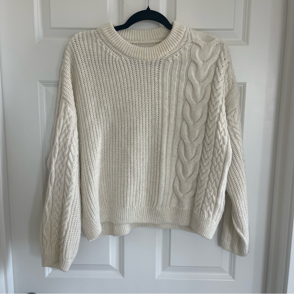 Topshop Cozy Cream Cable Knit Sweater